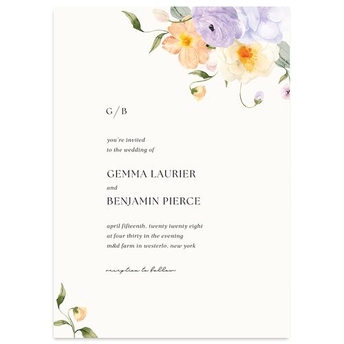 Pastel Garden Wedding Invitations Sheer Lilac Signature Blank No Standard
