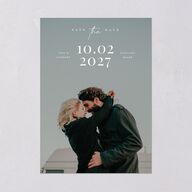 Our Date Photo Digital Save the Date Cards Eucalyptus Dusty Blue Lets Celebrate Standard