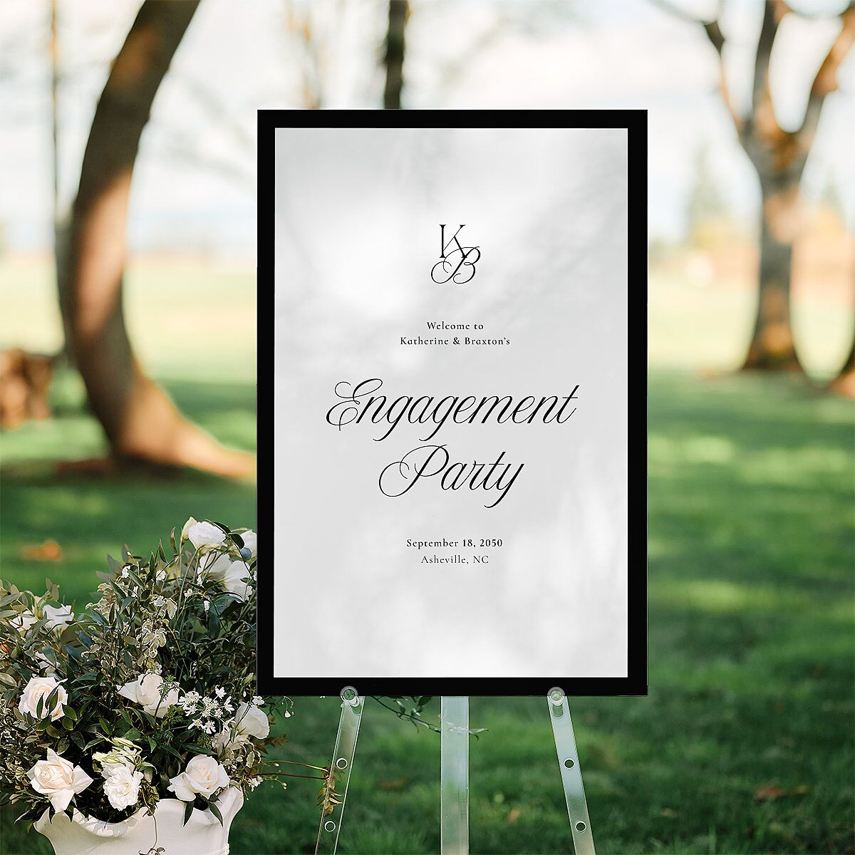 Refined Monogram Engagement Party Welcome Signs Midnight Standard Indoor Foam Core L Welcome