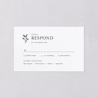 Elegant Botanical Initials  All-in-One Wedding Invitations Pure White Signature Light Both Recipient and Return Addresses No