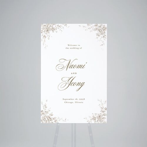 Vintage Florals Standard Welcome Sign Large Sepia Standard Indoor Foam Core L Welcome