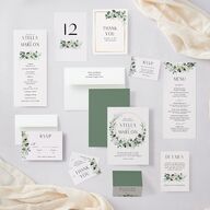 Timeless Floral Hoop Foil Menus Gold Pure White Signature