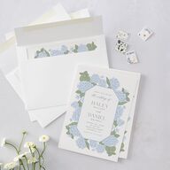 Vintage Hydrangea Frame Wedding Invitations Dusty Blue Signature Blank No Standard
