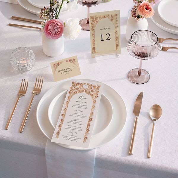 Peacock Nouveau Table Numbers Gold Tan Signature