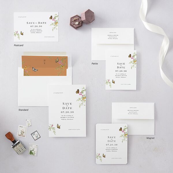Rustic Butterfly Garden Save the Date Postcards Pure White