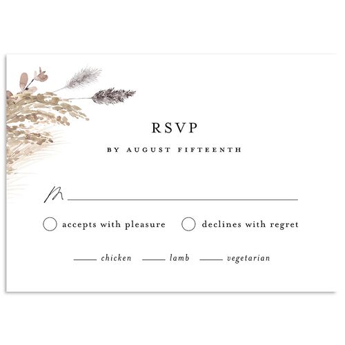 Soft Pampas Botanical Wedding Response Cards Midnight Signature Standard