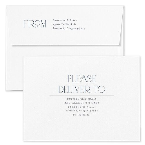 Mr. & Mrs. Holiday Card Envelopes White Moody Blue Both Recipient and Return Addresses Standard Signature