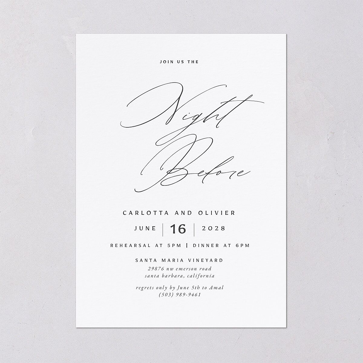 Simply Classic Rehearsal Dinner Invitations Charcoal Signature Blank Standard