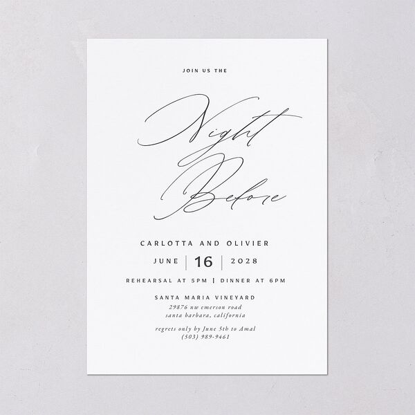 Simply Classic Rehearsal Dinner Invitations Charcoal Signature Blank Standard