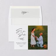 Rustic Setting Save The Date Cards Medieval Grey Signature smooth Blank No Standard