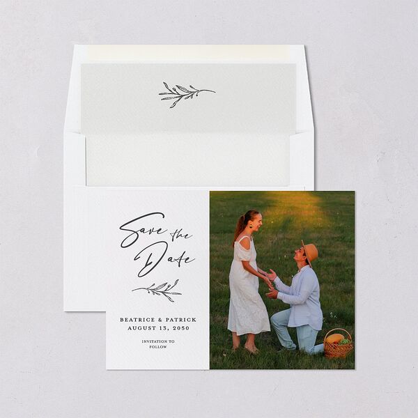 Rustic Setting Save The Date Cards Medieval Grey Signature smooth Blank No Standard