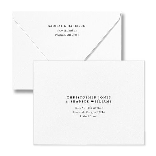 Elegant Editorial Page Save the Date Magnet Euro Envelopes Champagne White Both Recipient and Return Addresses Luxe Signature