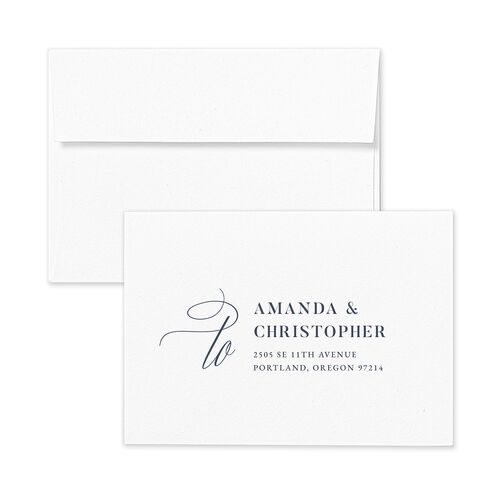 Photo Flourish Response Card Envelopes Moody Blue White Return Address Signature Standard