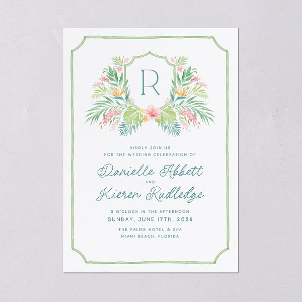 Watercolor Palm Crest Wedding Invitations Avocado Signature Blank No Standard