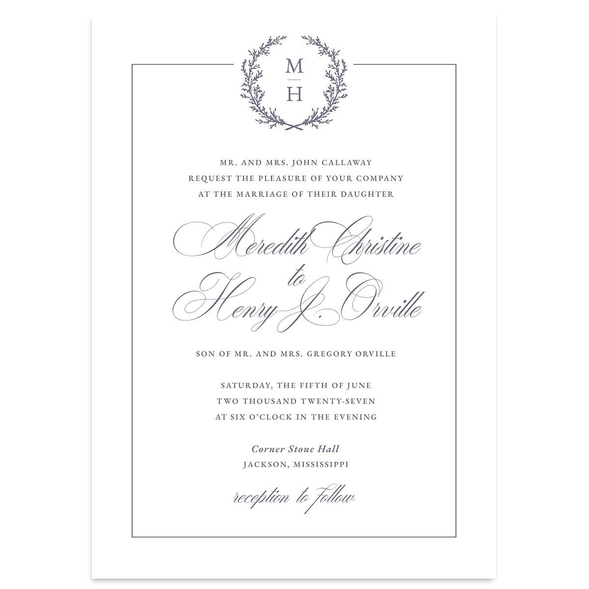 Monogram Branches Wedding Invitations
