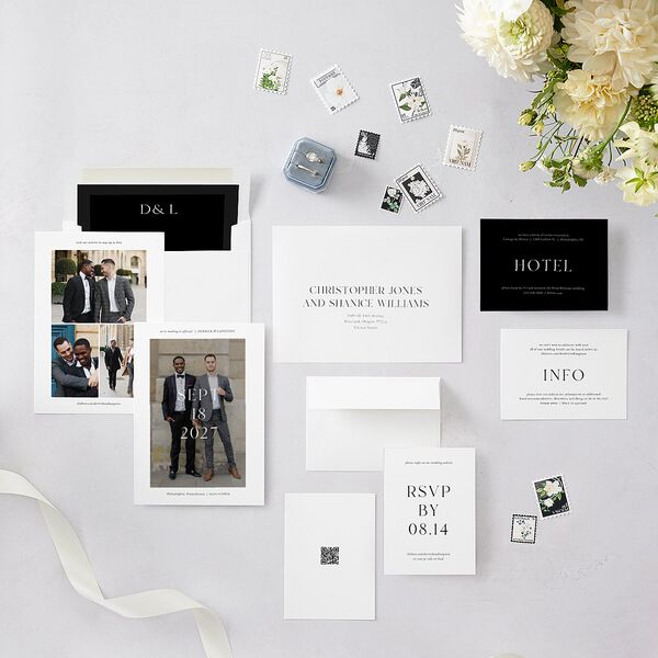 Manhattan Save the Date Cards Pure White Signature smooth Blank No Standard