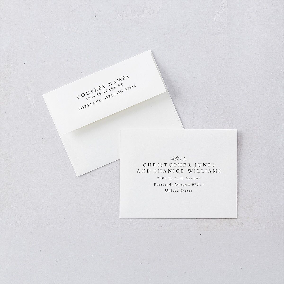 The Union Of Save the Date Petite Card Envelopes White Standard Pure White Both Recipient and Return Addresses Signature