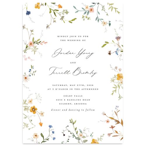 Dainty Wildflowers Wedding Invitations Sunflower Signature Blank No Standard