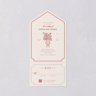 Vintage Vase All-in-One Wedding Invitations Burgundy Signature Light Both Recipient and Return Addresses No