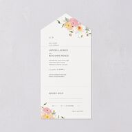 Pastel Garden All-in-One Wedding Invitations Pink Cotton Signature Light Both Recipient and Return Addresses No