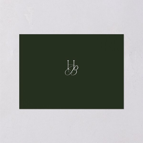Refined Monogram Wedding Response Cards Dark Green Signature Standard