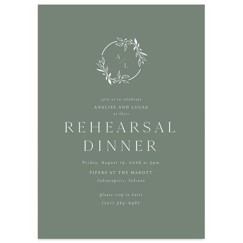 Monogram Leaves Rehearsal Dinner Invitations Eucalyptus Signature Blank Standard