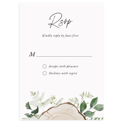 Fairytale Woodgrain Slab Wedding Response Cards Dark Navy Signature