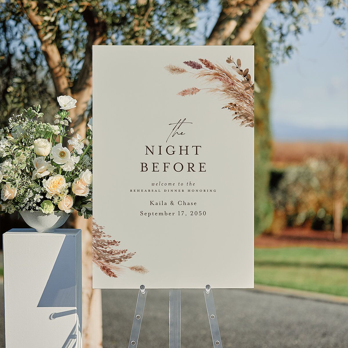 The Night Before Soft Pampas Standard Welcome Sign Large Sepia Standard Indoor Foam Core L Welcome