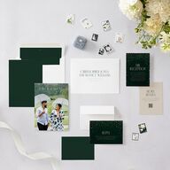 Sparkling Night Save the Date Cards Dark Green Signature smooth Blank No Standard