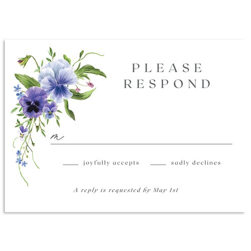 Wild Pansies Wedding Response Cards Dusty Blue Signature Standard