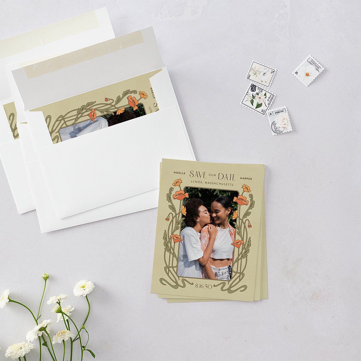 Vintage Nouveau Save the Date Petite Cards — view 4