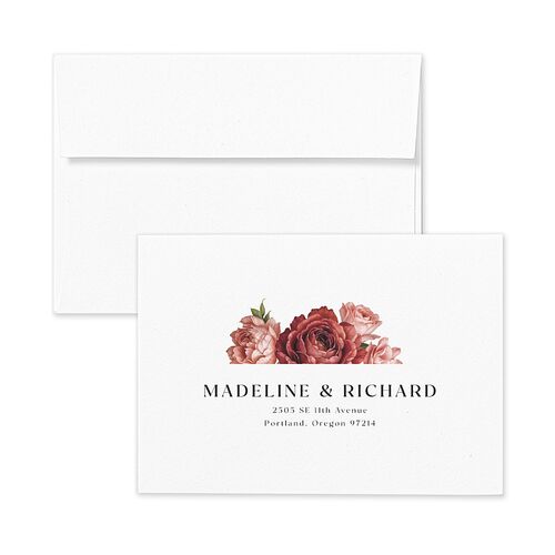 Vintage Awkward Photo Hearts Response Card Envelopes Terracotta Charcoal Return Address Signature Standard