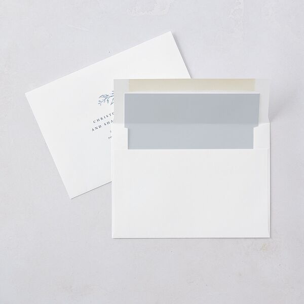 Classic Floral Save The Date Cards Dusty Blue Signature smooth Blank No Standard