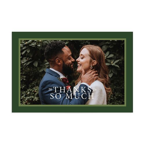 Simple Frame Photo Accent Thank You Postcards Hunter Green