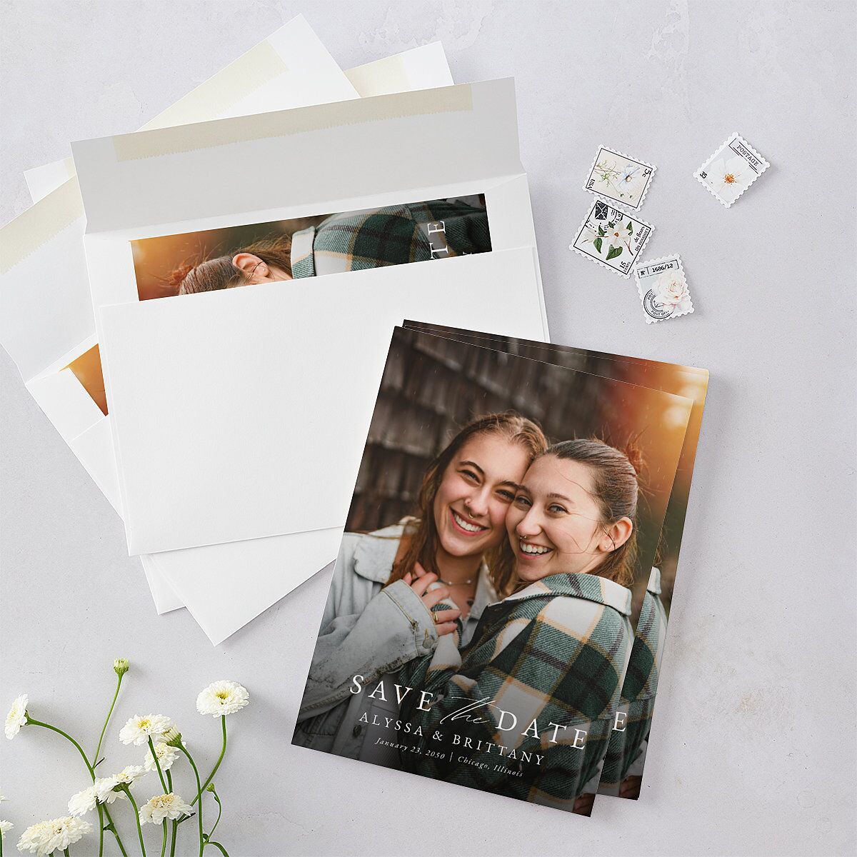Greenery Laurel Save The Date Cards — view 5