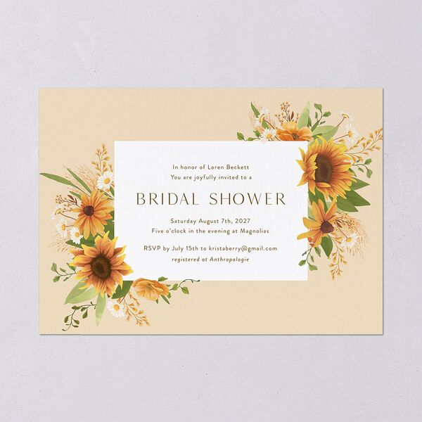 Sweet Sunflowers Bridal Shower Invitations Marigold Signature Blank Standard