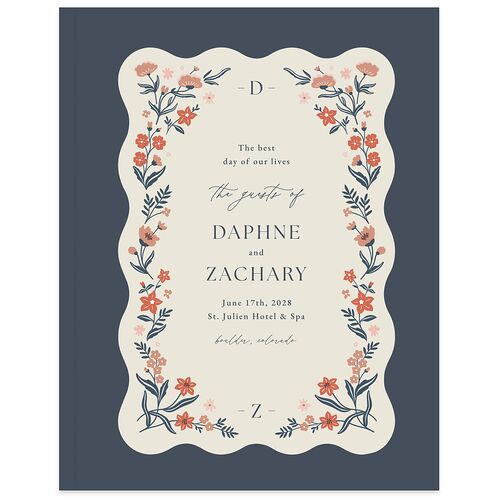 Flora Garden Border Guest Books Moody Blue
