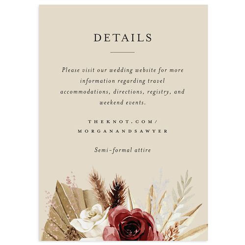 Western Floral Wedding Event Detail Cards Licorice Signature Standard