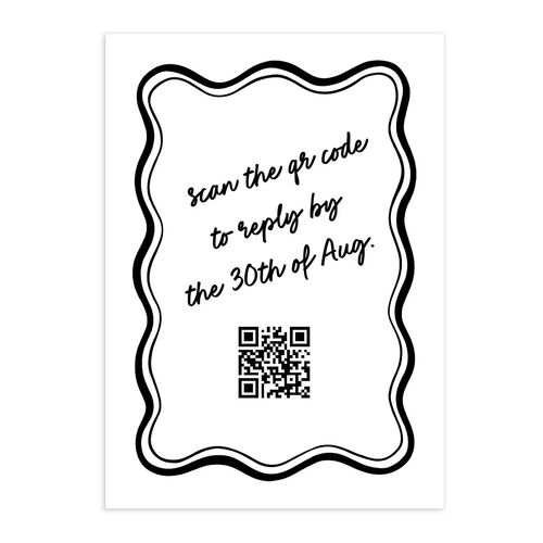 Modern Hand Drawn Wavy Frame QR Code RSVP Cards Licorice Signature Standard