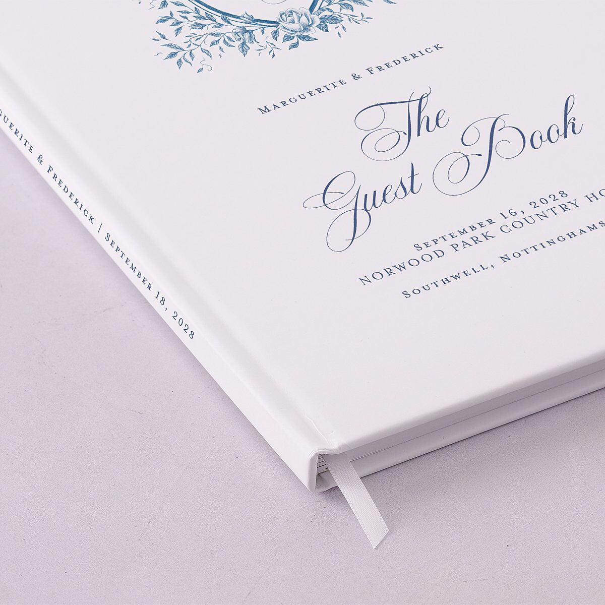 Elegant Rose Crest Guest Books Sapphire