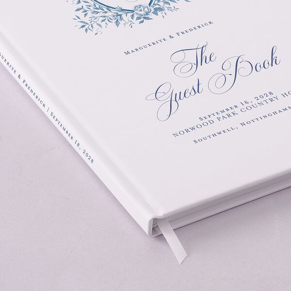 Elegant Rose Crest Guest Books Sapphire