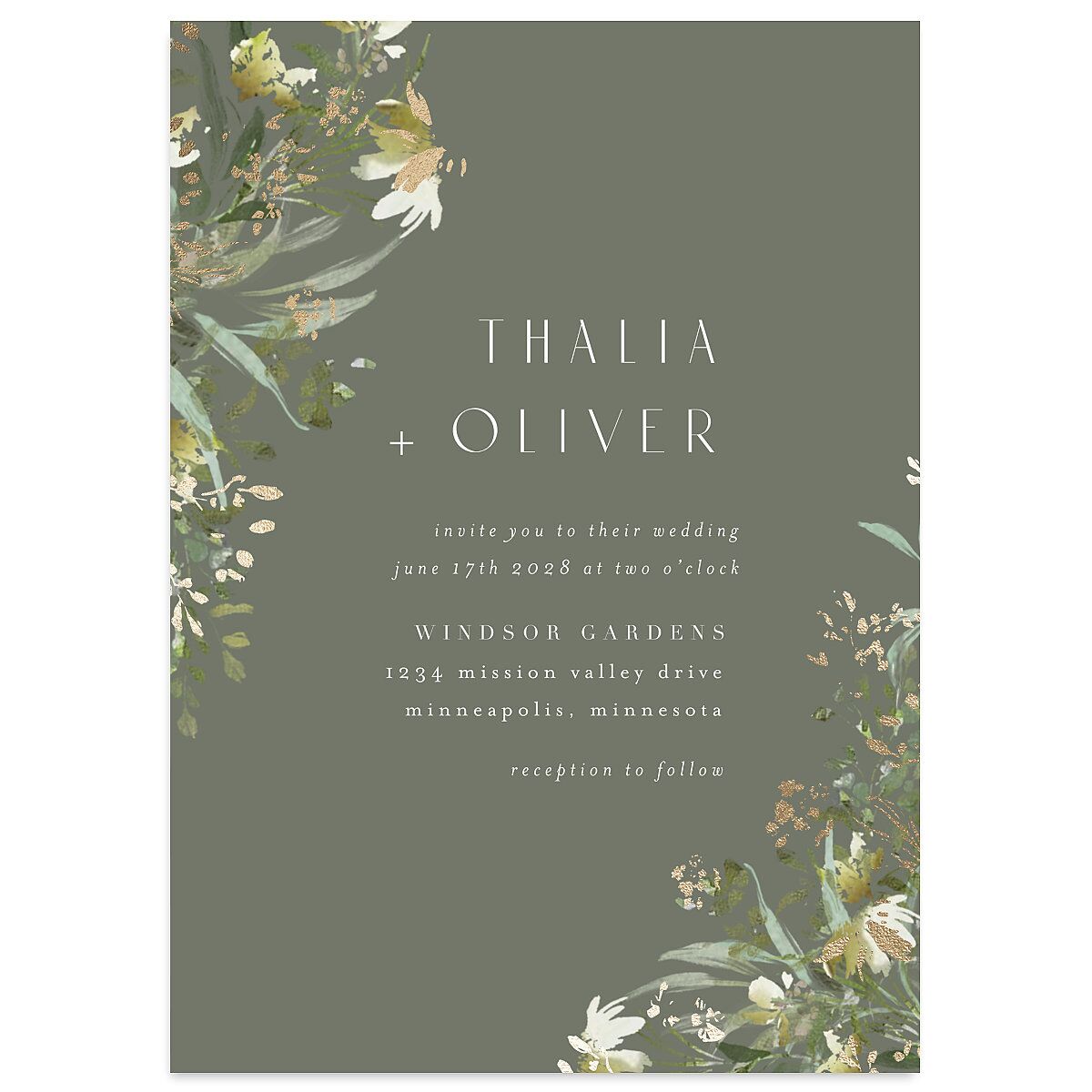 Gilded Greenery Wedding Invitations