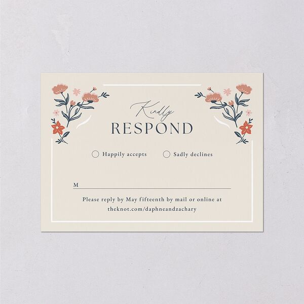 Flora Garden Border Wedding Response Cards Moody Blue Signature Standard