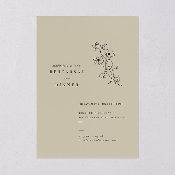 Elegant Minimal Rehearsal Dinner Invitations Champagne Signature Blank Standard