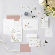 Delicate Wildflower Wedding Invitations Peach Pink Signature Blank No Standard