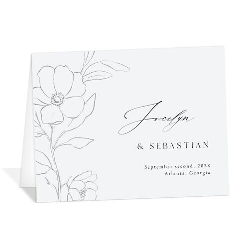 Floral Sketch Thank You Cards Ocean