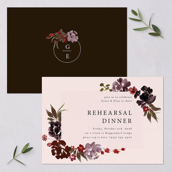 Autumn Romance Rehearsal Dinner Invitations Chocolate Signature Blank
