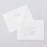 Modern Script Names Save The Date Card Euro Envelopes White Shadow Gray Both Recipient and Return Addresses Luxe Signature