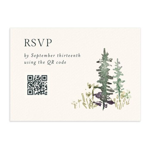 Elegant Mountain Border QR Code RSVP Cards Meadow Signature Standard
