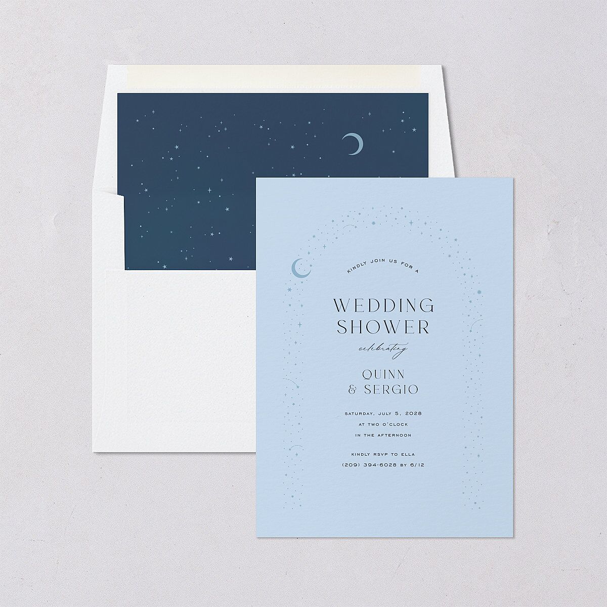 Celestial Arch Bridal Shower Invitations Navy Signature Blank Standard